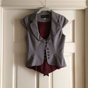 Gray Wool 6-Button Tailored, Fitted Vest